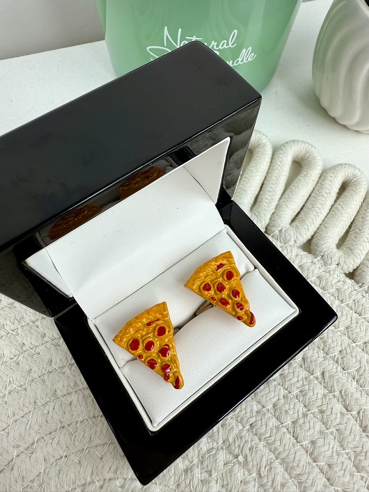 spinki do mankietów SPINKI DO MANKIETÓW koszuli mankietu pizza kawałek