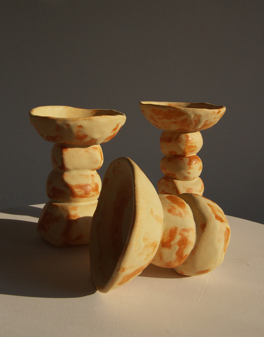 świeczniki i świece Unikatowy ręcznie robiony ceramiczny świecznik potrójny