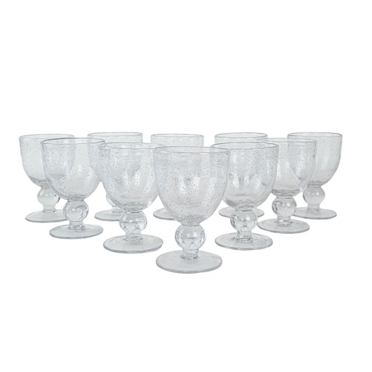 szklanki i kieliszki Komplet kieliszków ze szkła bąbelkowego, włoski design, lata 70, Włochy