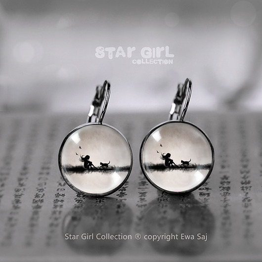 kolczyki szklane Star Girl Classic kot