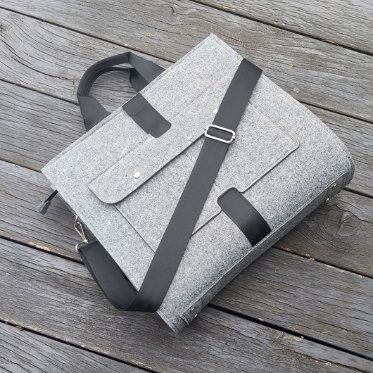 torby XXL Designerska torba z filcu ver. 2 - szara - z kieszonką