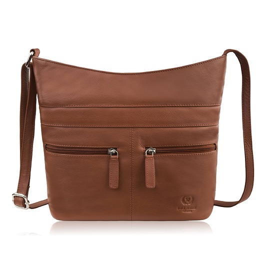 torby na ramię Torebka damska skórzana na ramię pojemna koniakowa listonoszka AY-23-CG