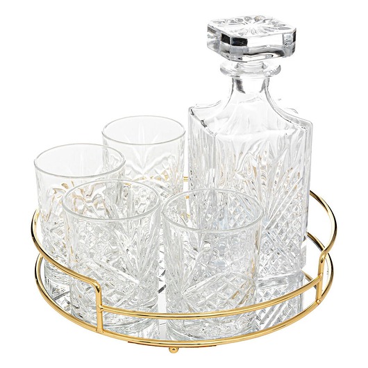 szklanki i kieliszki Zestaw do whisky z tacą 6 elementów