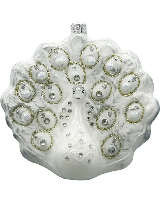 ozdoby choinkowe Bombka choinkowa: Paw królewski: biały
