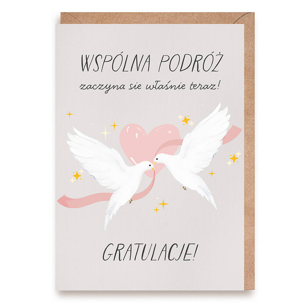kartki okolicznościowe - wydruki Kartka ślubna z gołąbkami - Wspólna podróż