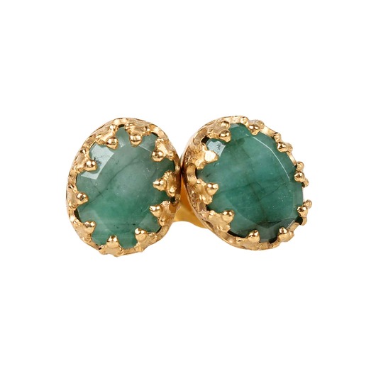 kolczyki pozłacane Kolczyki złote sztyfty Beau ze szmaragdami