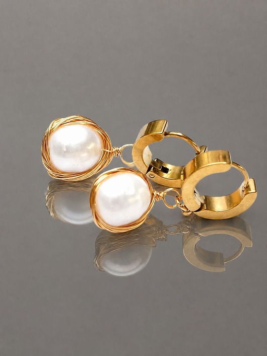 kolczyki pozłacane Kolczyki pozłacane Pearls [white] perły vol. 28 