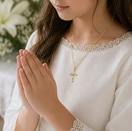 komunia - pozostałe Naszyjnik złoty krzyżyk srebro 925, prezent komunia