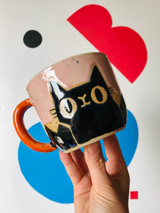 kubki Kubek z uchem Kot