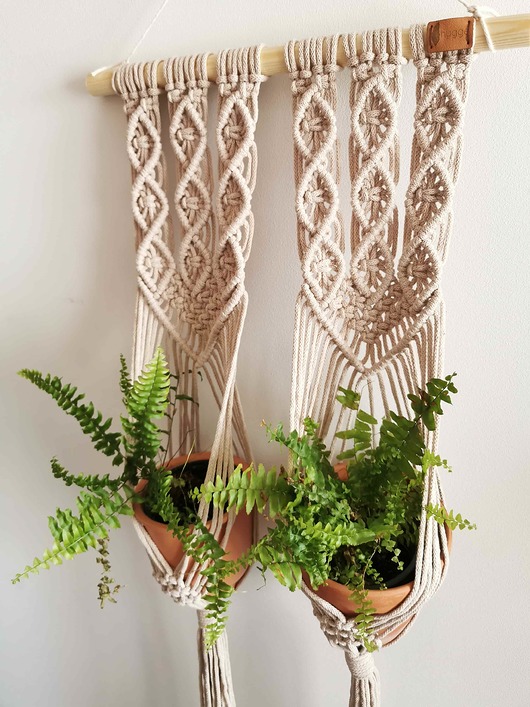 Makrama podwójny kwietnik na ścianę Hygge Macrame