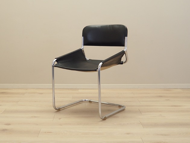 krzesła Krzesło skórzane, włoski design, lata 70, produkcja: Włochy