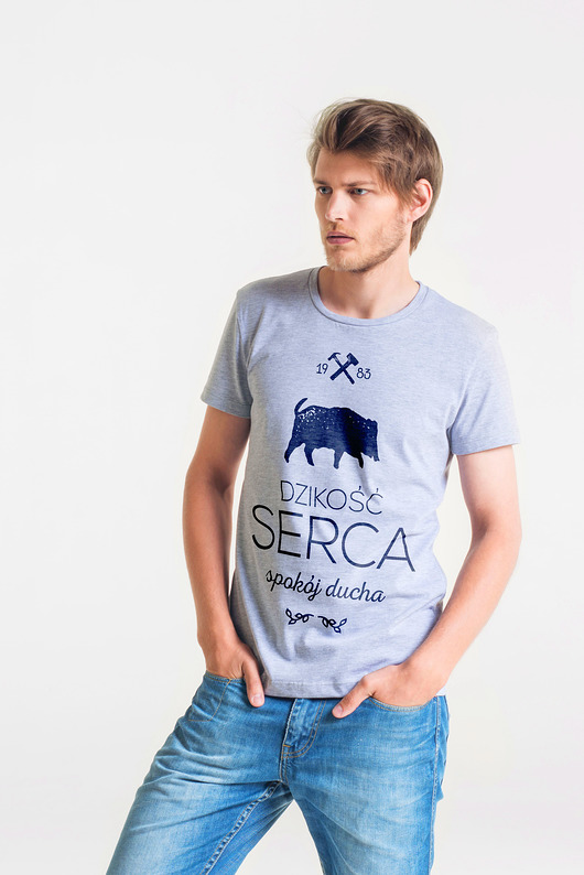 DZIKOŚĆ - MęskI T-shirt SZARY GAU great as You