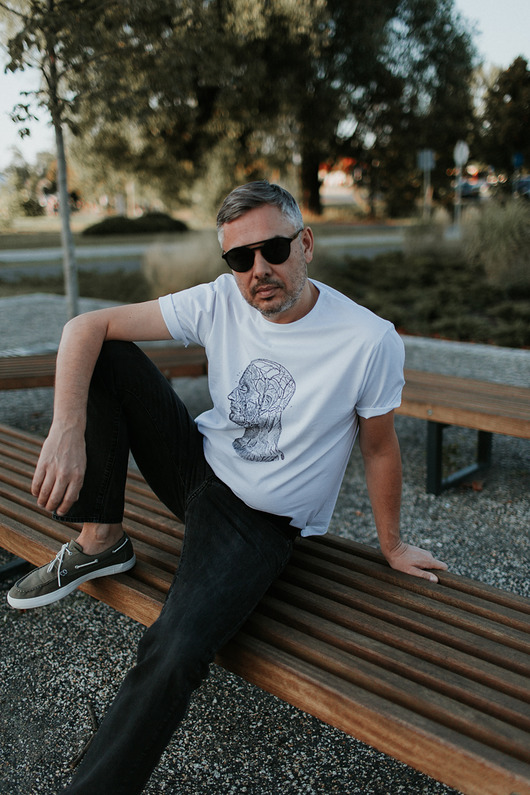 T-shirt męski,biały - głowa Organic Shapes 