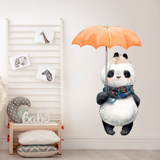 Panda z parasolem naklejka na ścianę Dekoracjan