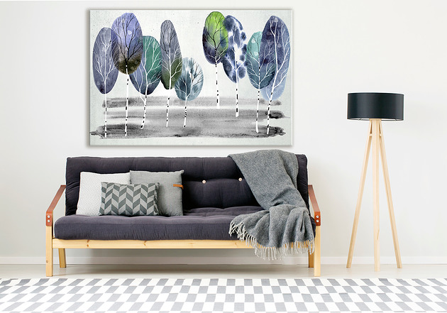 obrazy Obraz na płótnie  PEJZAŻ Z BRZOZAMI 120x80cm