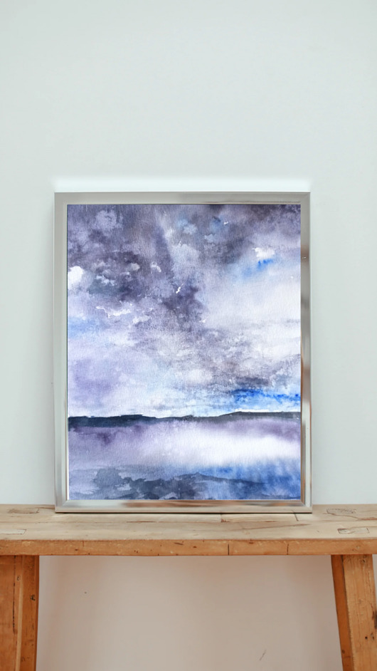 obrazy WYPRZEDAŻ SZTUKI! Akwarela Morski pejzaż oryginalny obraz 300g A4 21x30 cm