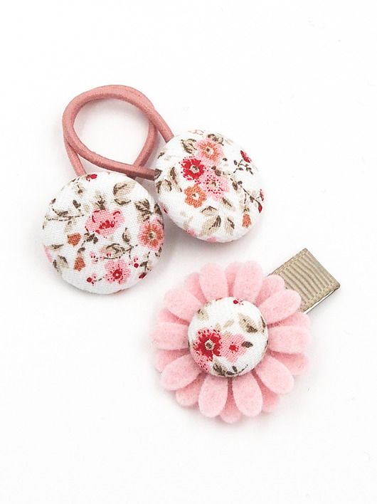ozdoby do włosów dla dzieci Komplet  kwiatek i gumeczki FLORENCE PINK