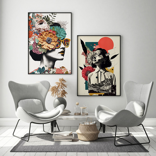 plakaty Zestaw plakatów - kolaż kobieta