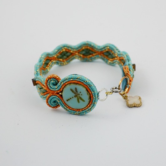 bransoletki soutache Blue dragonfly bracelet