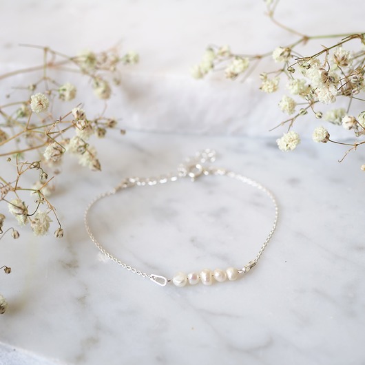 Bransoletka z perłami Little - srebrna MEIKA PEARLS