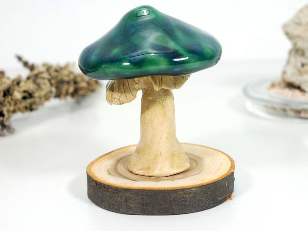 figurki i rzeźby Duży ceramiczny grzybek ceramiczne - dekoracja półki, roślin