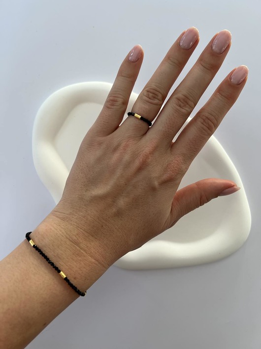 bransoletki z kamieni naturalnych Czarna Bransoletka - kamień Spinel