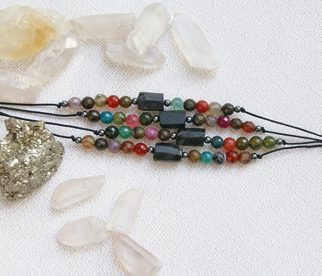 bransoletki z kamieni naturalnych Amulet - ochrona, harmonia - turmalin, agat