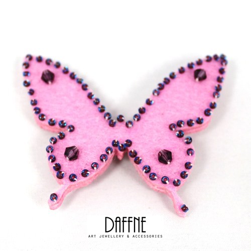 Broszka Pink Felt Butterfly by Daffne LOVINA PRINTS