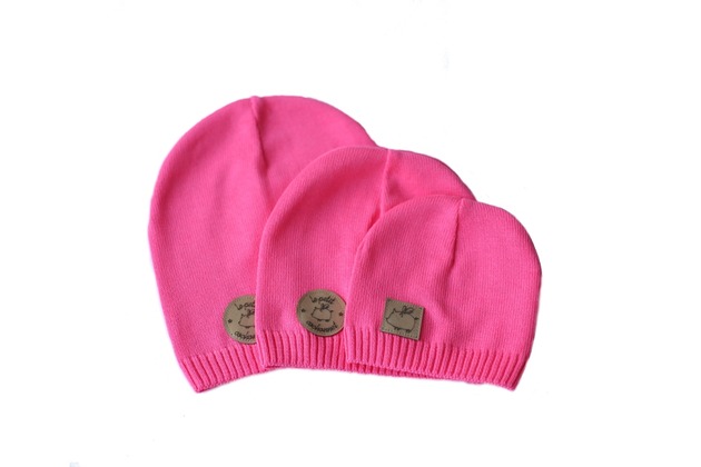 Dzianinowa czapeczka LIGHT NEON PINK BEANIE Le petit cochonnet