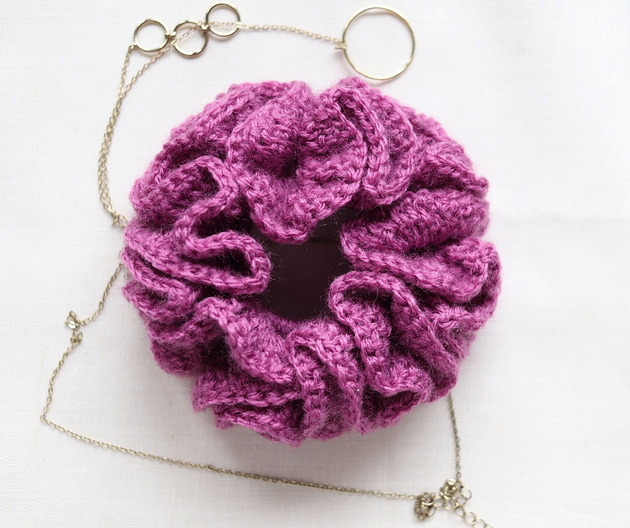 gumki do włosów Frotka do włosów scrunchie gumka szydełkowa zgaszony amarant