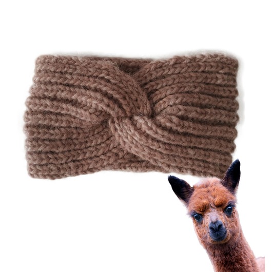 opaski do włosów Wełniana opaska handmade z alpaki i merino, miękka, ciepła, brudny róż