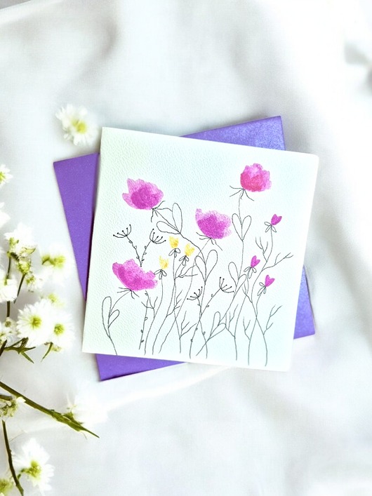 grafiki i ilustracje Kartka okolicznościowa ręcznie malowana na urodziny, imieniny, podziękowanie