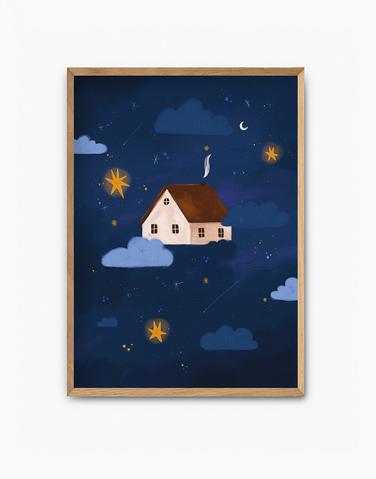 grafiki i ilustracje Plakat ilustracja Kosmiczny dom