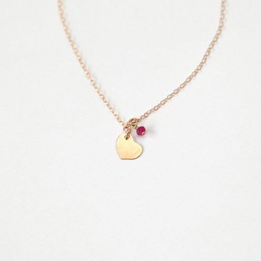 Naszyjnik HEART 14k Gold filled z rubinem MOKAVE