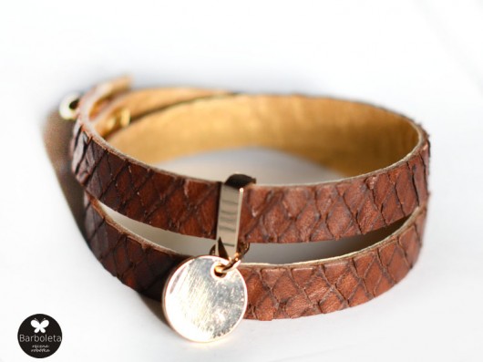 snake + gold bransoletka skórzana barboleta