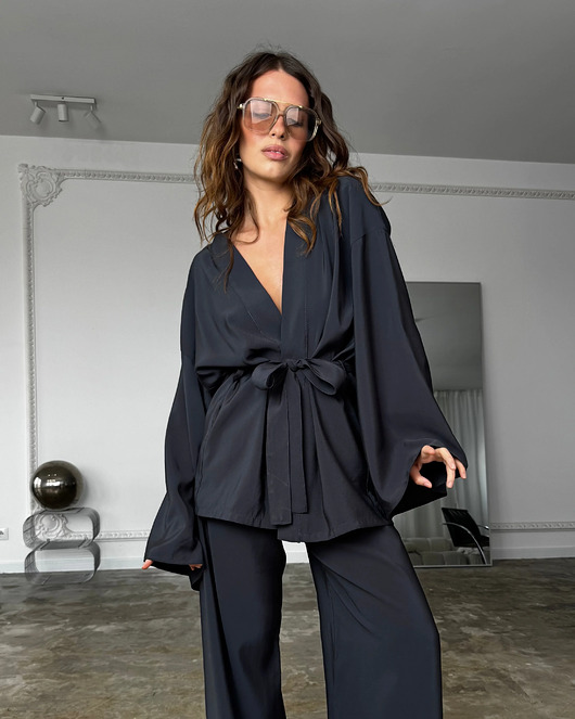 kardigany damskie Kimono Pekin Antracite modal