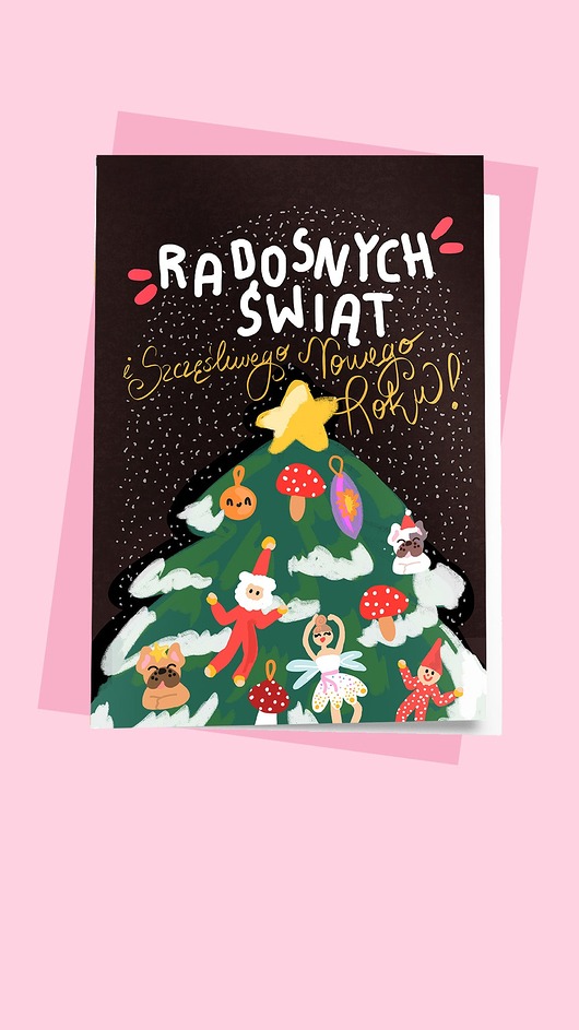 kartki okolicznościowe - wydruki Kartka - Choinka Kula Śnieżna
