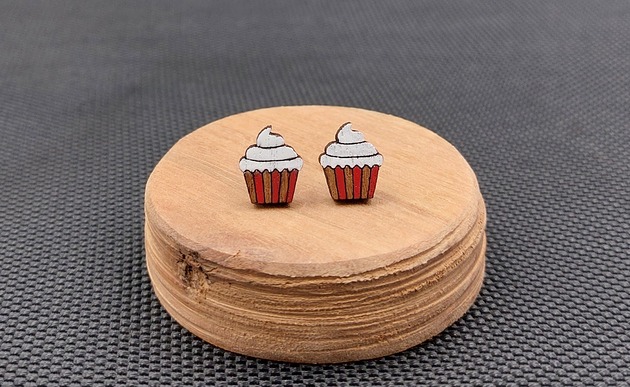 kolczyki drewniane Kolczyki drewniane BABECZKI BIAŁE