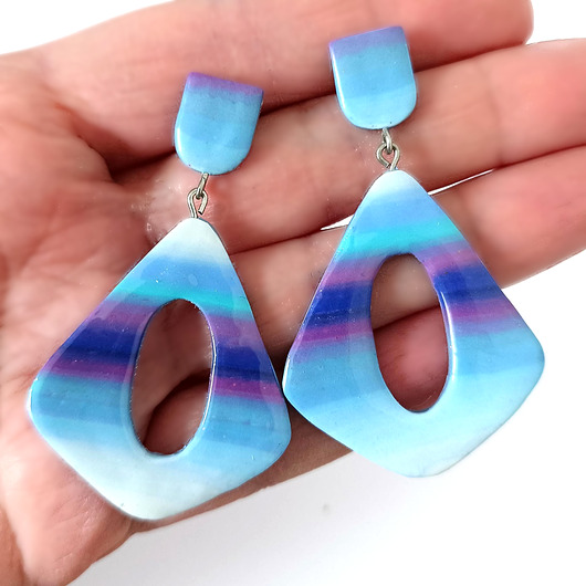 kolczyki z masy plastycznej Fioletowe geometryczne kolczyki