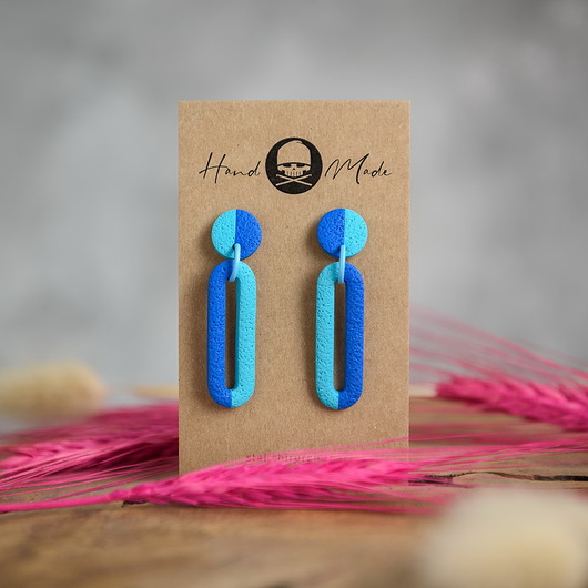 kolczyki z masy plastycznej Kolczyki Emma - niebiesko-błękitne