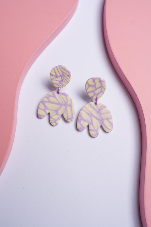 kolczyki z masy plastycznej Wiszące sztyfty tulipany