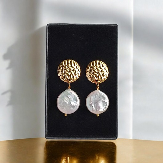 kolczyki z kamieniami Okrągłe perły : kolczyki : wyjątkowy prezent PREMIUM