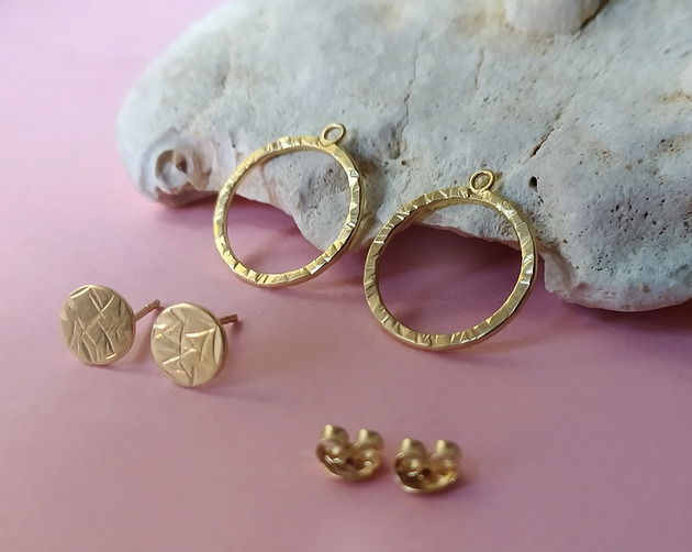 kolczyki pozłacane Kolczyki DOUBLE RINGS, srebro 925 pokryte 24K złotem