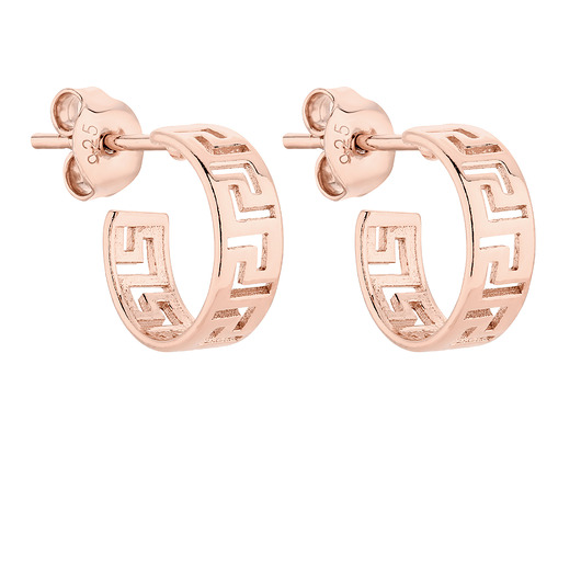 kolczyki srebrne Małe kolczyki z greckim wzorem z różowego złota