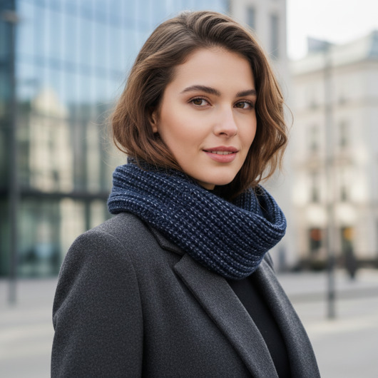 szale damskie Komin damski granatowy szal Wełniany Alpaka