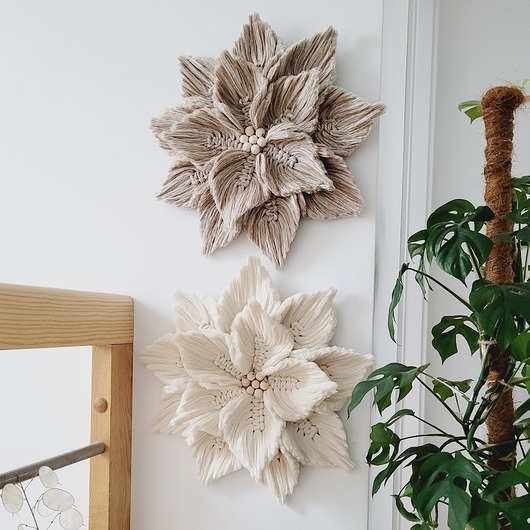 makramy Kwiat makrama , dekoracja boho na ścianę