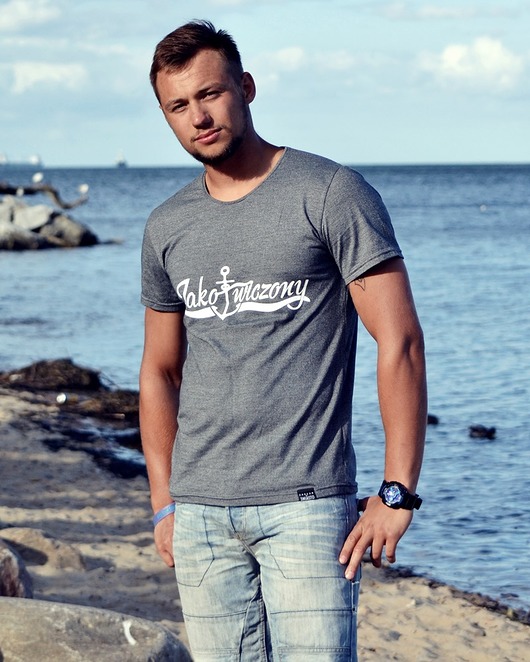 T-shirt męski szary ZAKOTWICZONY ZAKLAD ze 3MIASTO