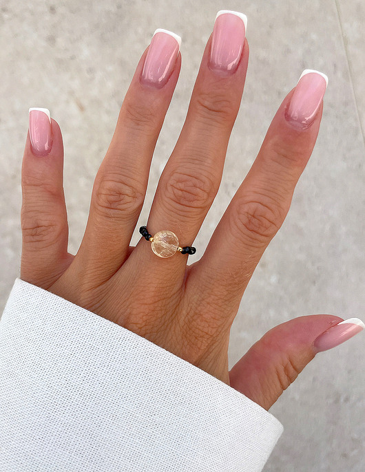 pierścionki elastyczne Pierścionek elastyczny - Czarny Turmalin z Cytrynem - Ochrona i Dobrobyt