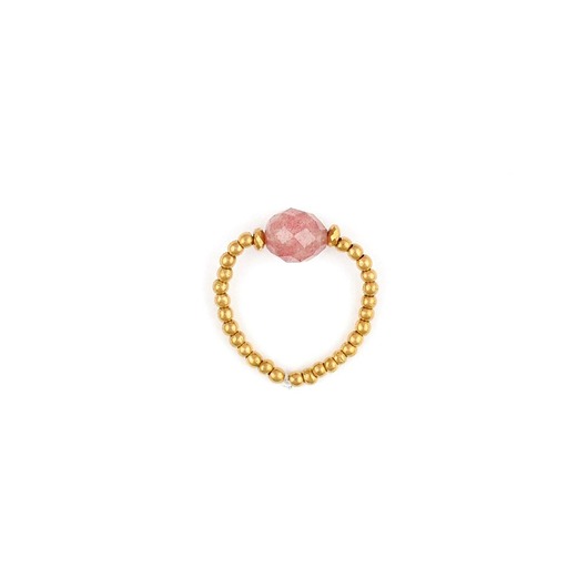 pierścionki - różne Pierścionek z Kwarcem Arbuzim złote hematyty