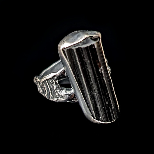 pierścionki srebrne Pierścionek Turmalin surowo